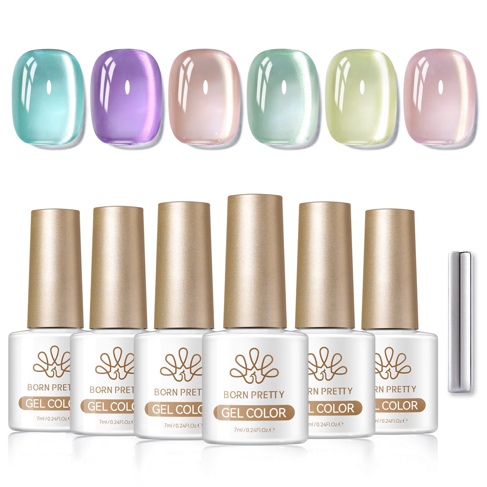 6 Colors Glass Cat Magnetic Gel M50 Spring Geometry 7ml Gel Nail Polish BORN PRETTY