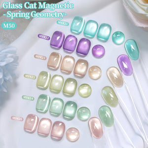 6 Colors Glass Cat Magnetic Gel M50 Spring Geometry 7ml HEMA/TPO FREE Gel Nail Polish BORN PRETTY