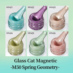 6 Colors Glass Cat Magnetic Gel M50 Spring Geometry 7ml Gel Nail Polish BORN PRETTY