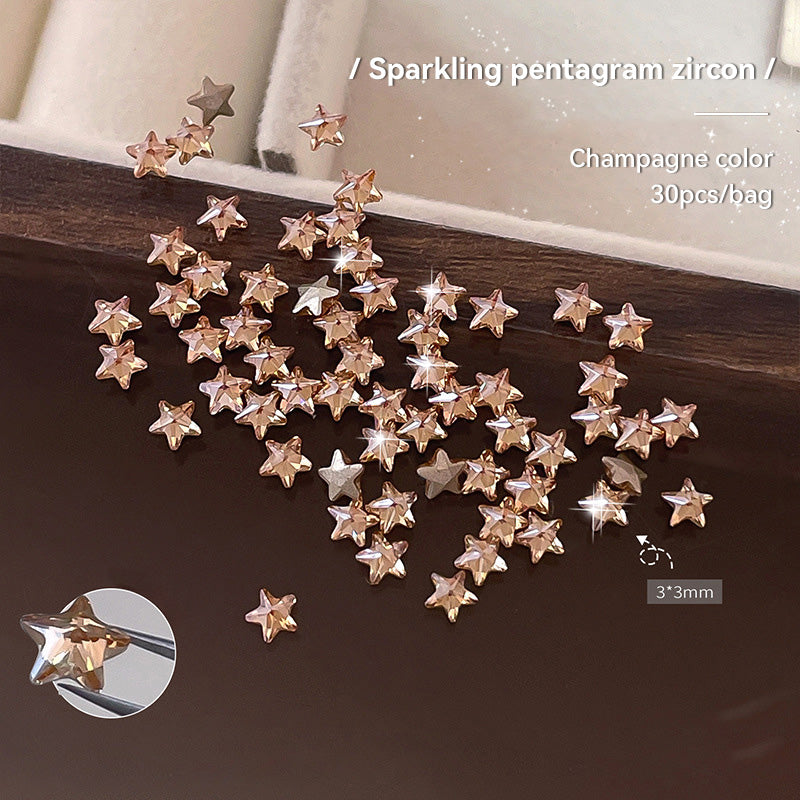 30pcs Sparkling Star Zircon Nail Decoration