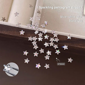 30pcs Sparkling Star Zircon Nail Decoration Nail Art No Brand Silver