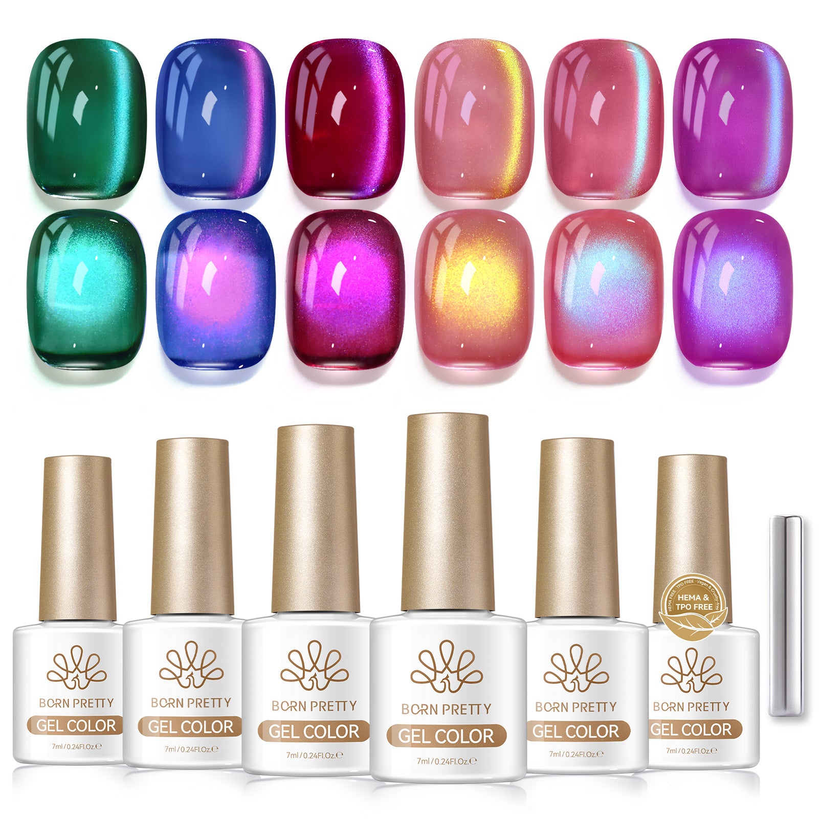 6 Colors Colored Cat Magnetic Gel M51 Summer Light 7ml HEMA/TPO FREE