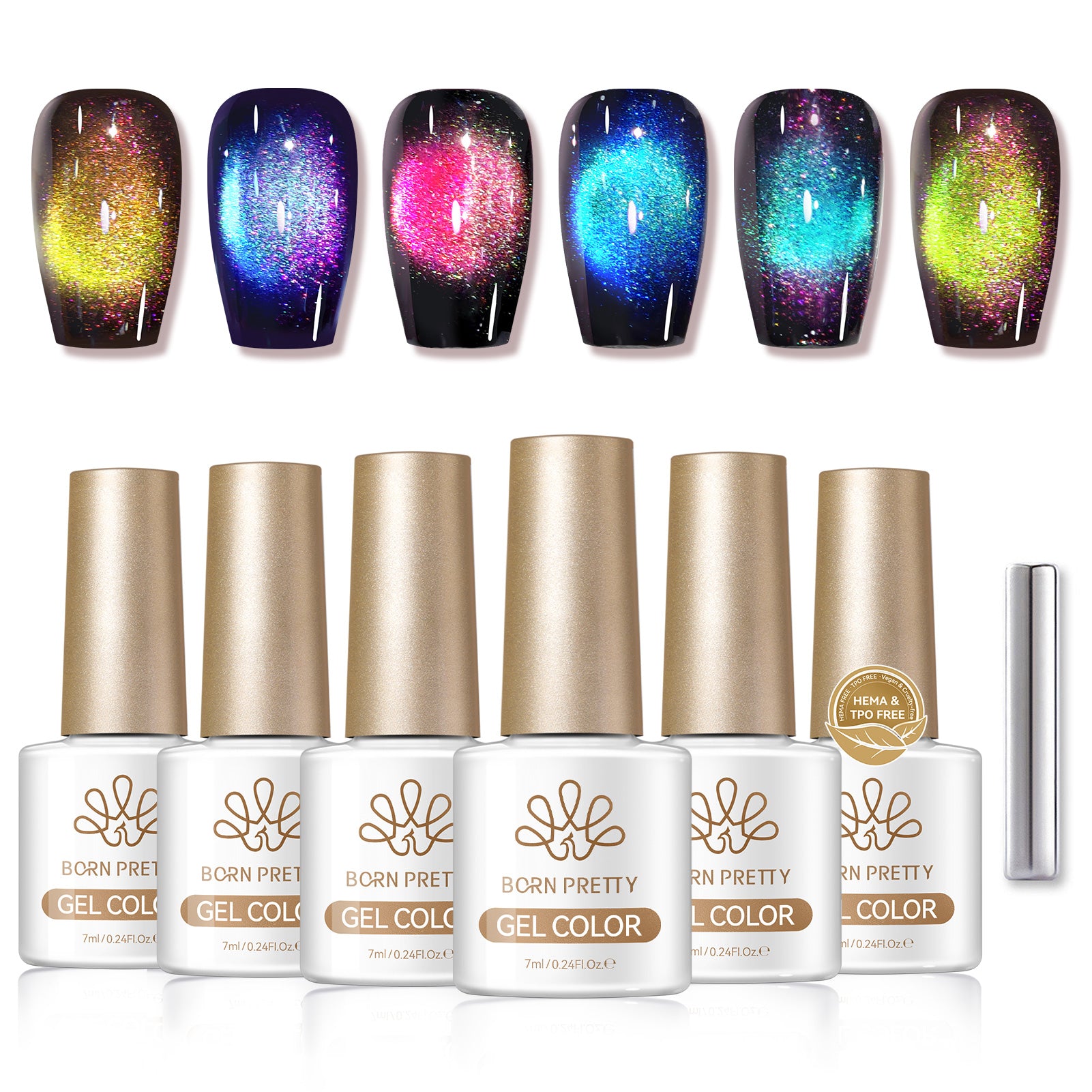 6 Colors Colored Cat Magnetic Gel M52 Romantic Universe 7ml HEMA/TPO FREE