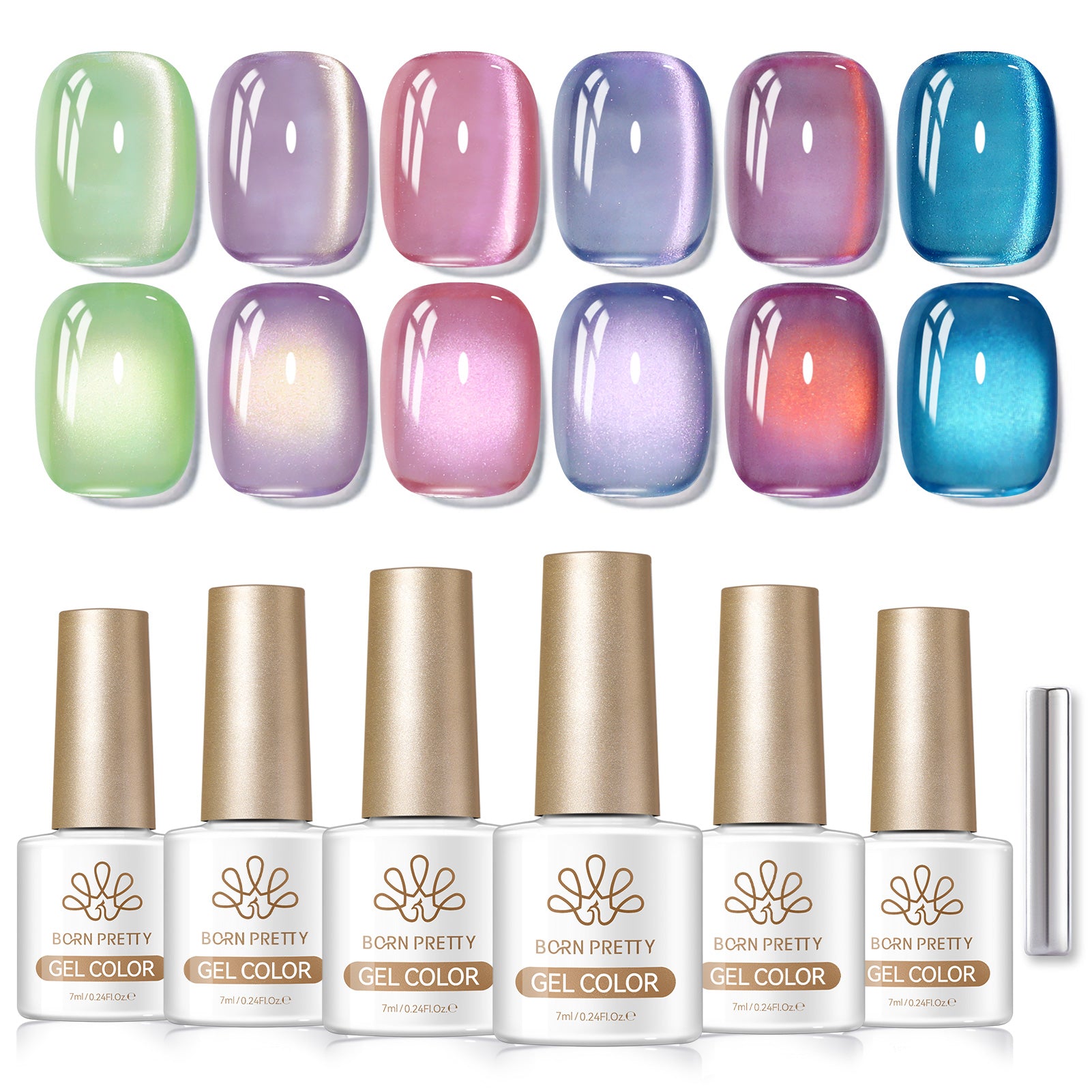 6 Colors Colored Cat Magnetic Gel M55 Shojo Bailey’s 7ml HEMA/TPO FREE Gel Nail Polish BORN PRETTY