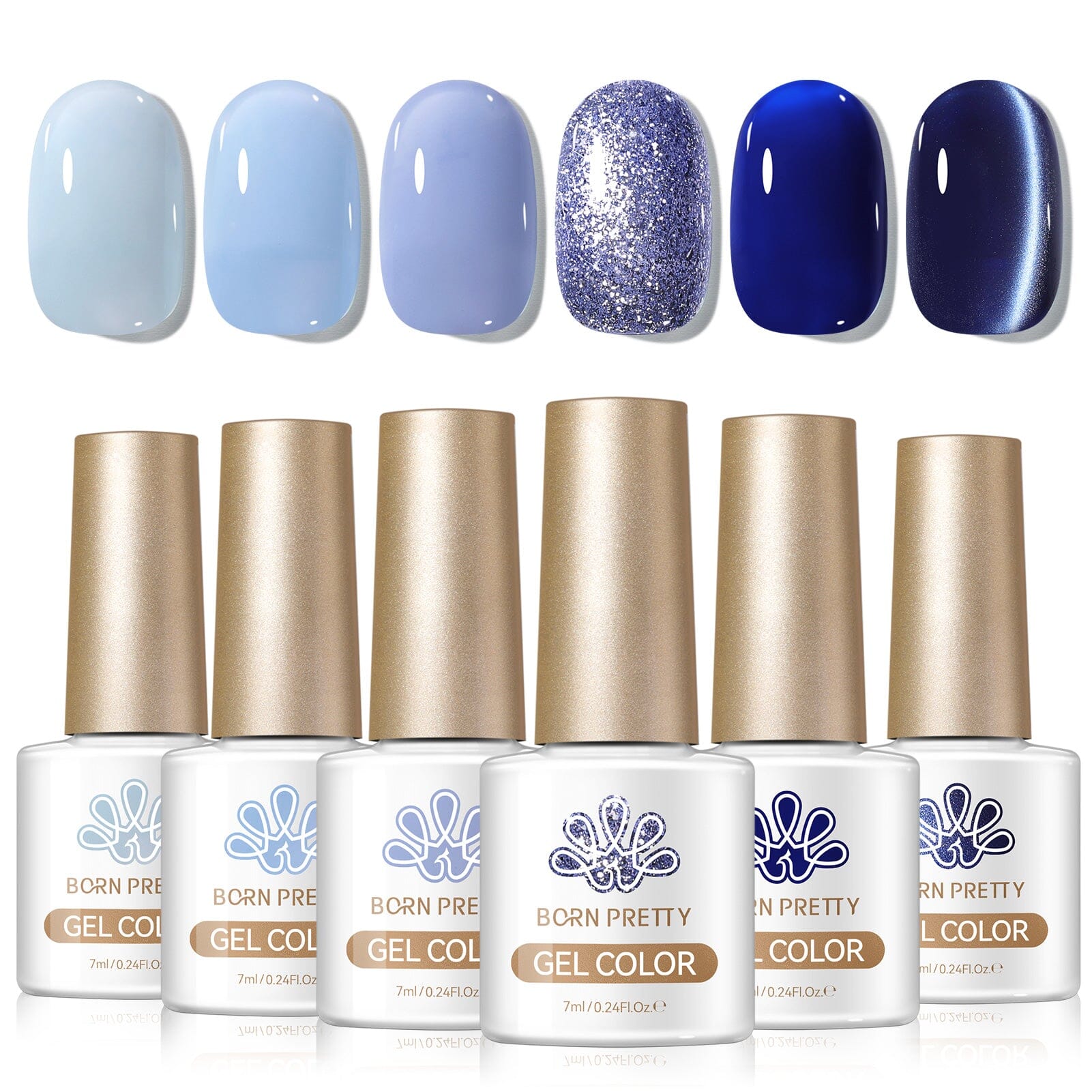 6 Colors Jelly Gel J55 Reduced Blue 7ml Gel Nail Polish BORN PRETTY