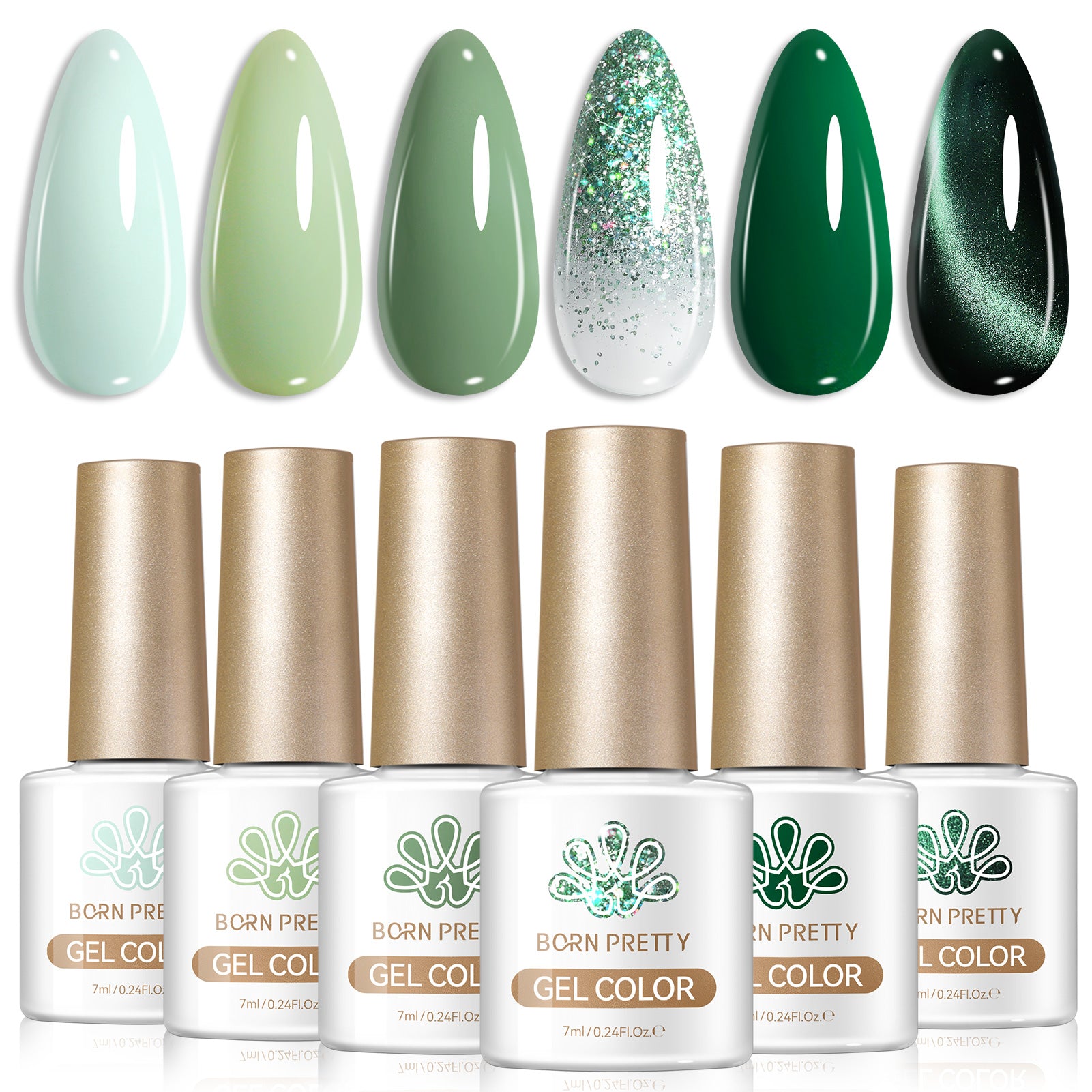 6 Colors Gel Set S59 Still Green 7ml – BORN PRETTY