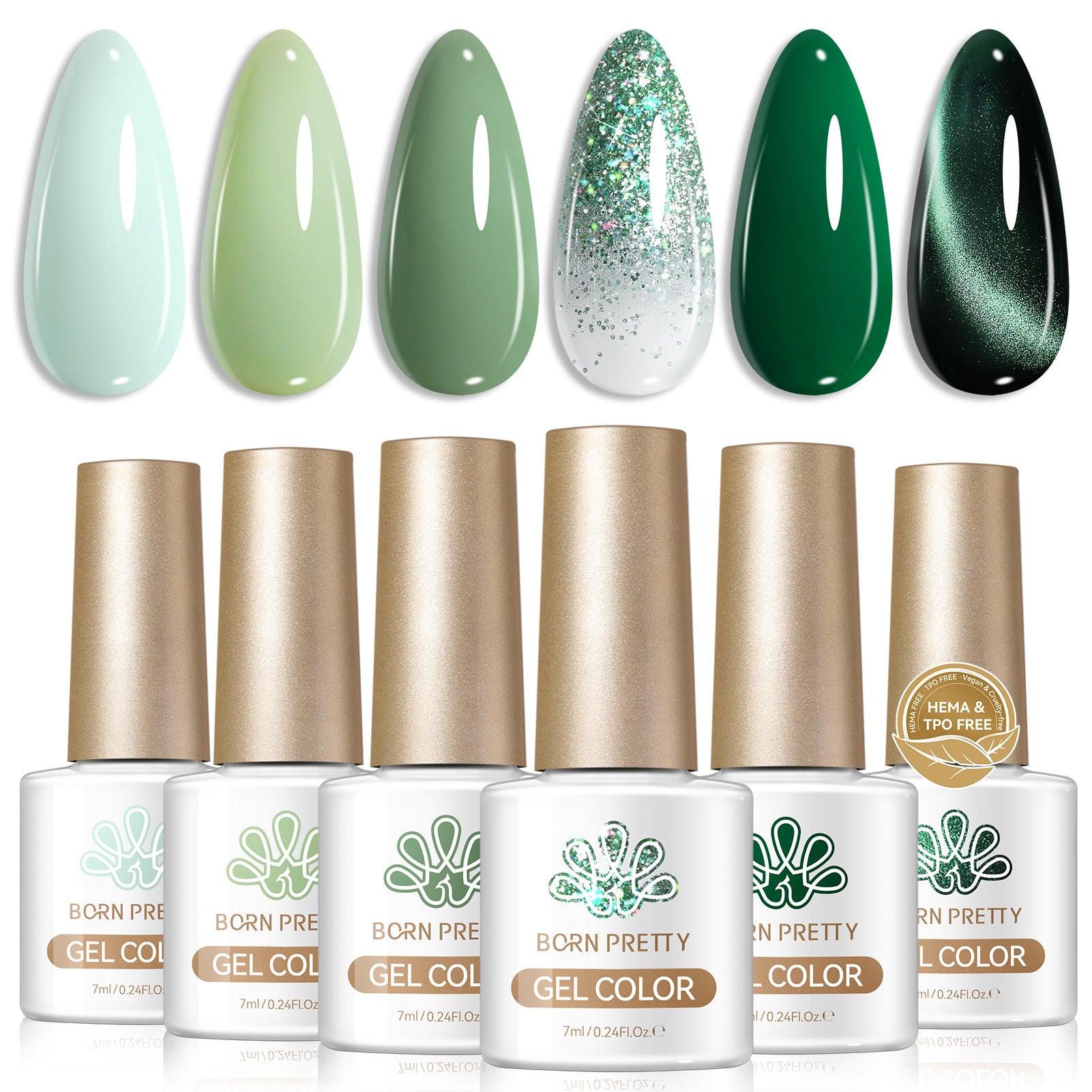 6 Colors Gel Set S59 Still Green 7ml HEMA/TPO FREE