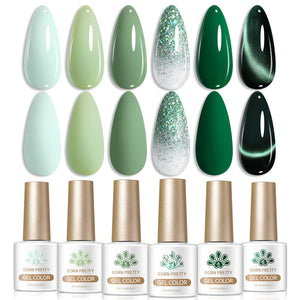 6 Bottles Color Gel Polish Set 7ml Gel Nail Polish BORN PRETTY S59 Still Green