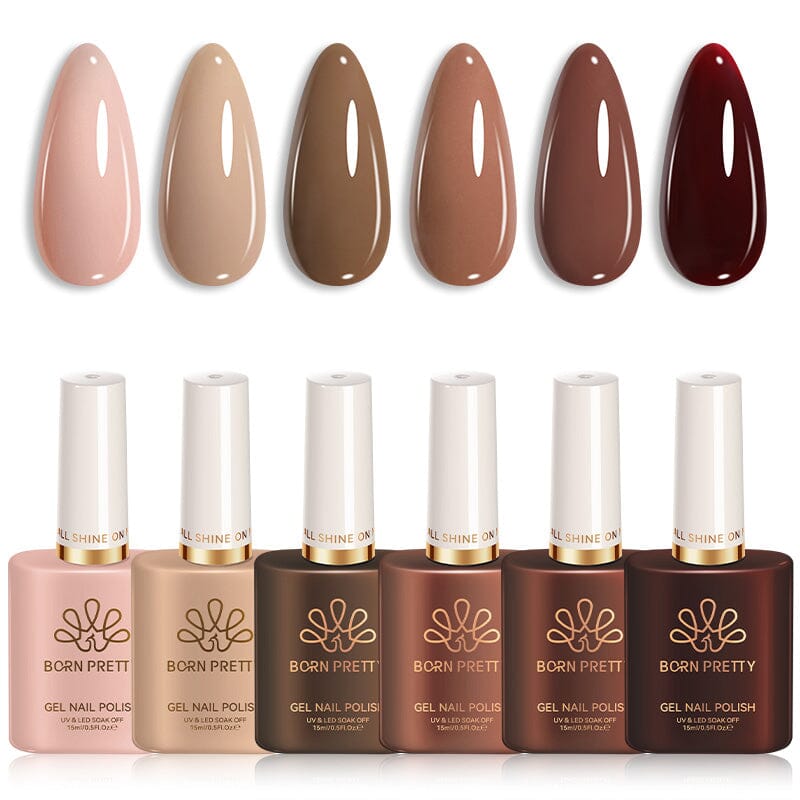 6 Colors Nude Collection Color Nail Gel 15ml HEMA/TPO FREE Gel Nail Polish BORN PRETTY