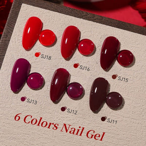 6 Colors Red Collection Color Nail Gel 15ml HEMA/TPO FREE Gel Nail Polish BORN PRETTY