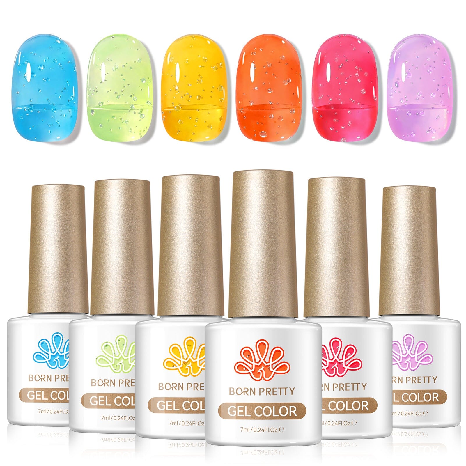 6 Colors Jelly Gel J54 Sunlit Bubbles 7ml Gel Nail Polish BORN PRETTY