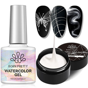 2pcs Set White Spider Gel & Watercolor Gel Gel Nail Polish BORN PRETTY