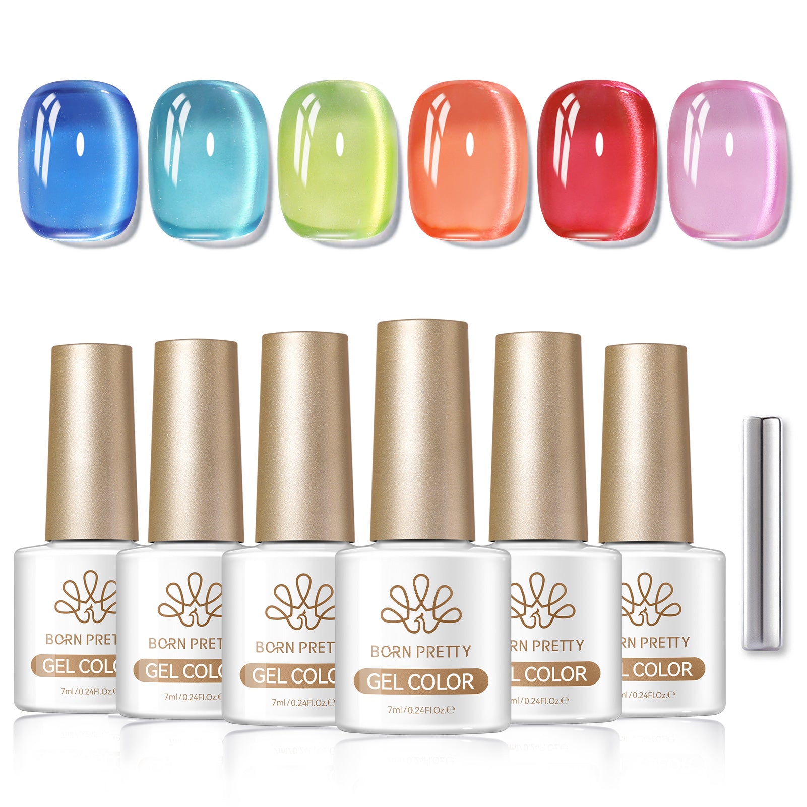 6 Colors Glass Cat Magnetic Gel M57 Holiday Glow 7ml Gel Nail Polish BORN PRETTY