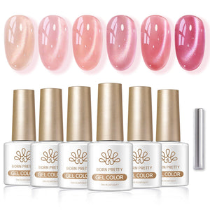 6 Colors Glass Cat Magnetic Gel M58 Peach Coral Sea 7ml Gel Nail Polish BORN PRETTY