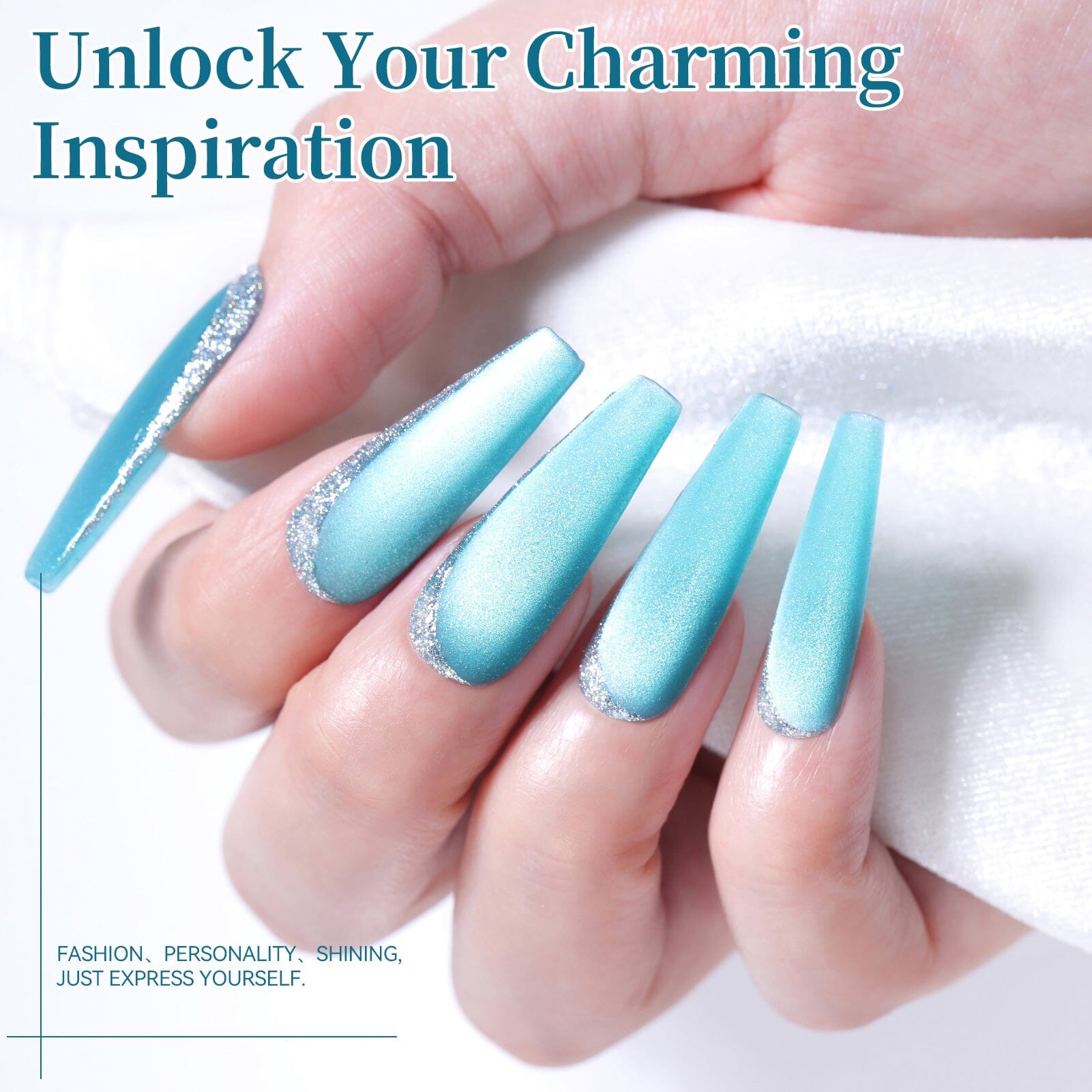 Crystal Cat Magnetic Gel MY328 Sea Blue 15ml Gel Nail Polish BORN PRETTY