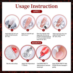 Glass Cat Magnetic Gel MY497 Pomegranate Red 10ml Gel Nail Polish BORN PRETTY