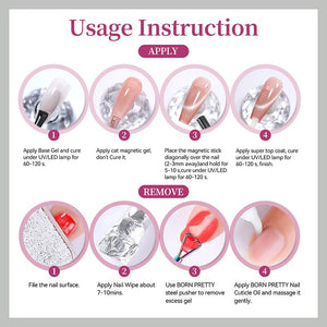 Glass Cat Magnetic Gel MY498 Raspberry 10ml Gel Nail Polish BORN PRETTY