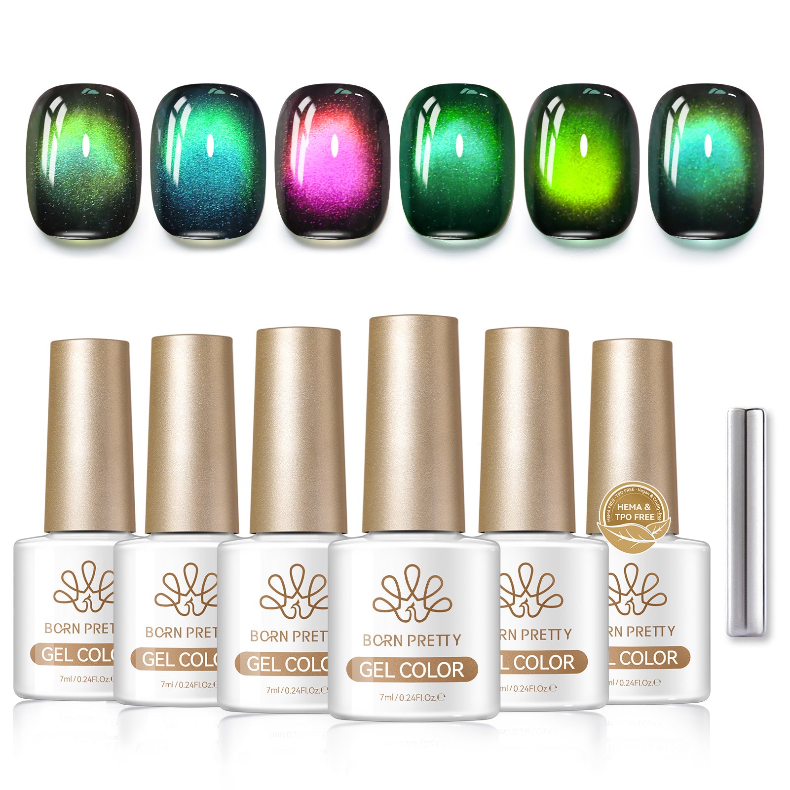 6 Colors Colored Cat Magnetic Gel M63 Aletau 7ml HEMA/TPO FREE