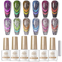 6 Colors Reflective Cat Magnetic Gel M64 Light Years Away 7ml Gel Nail Polish BORN PRETTY