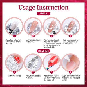 Glass Cat Magnetic Gel MY528 Marina 10ml Gel Nail Polish BORN PRETTY