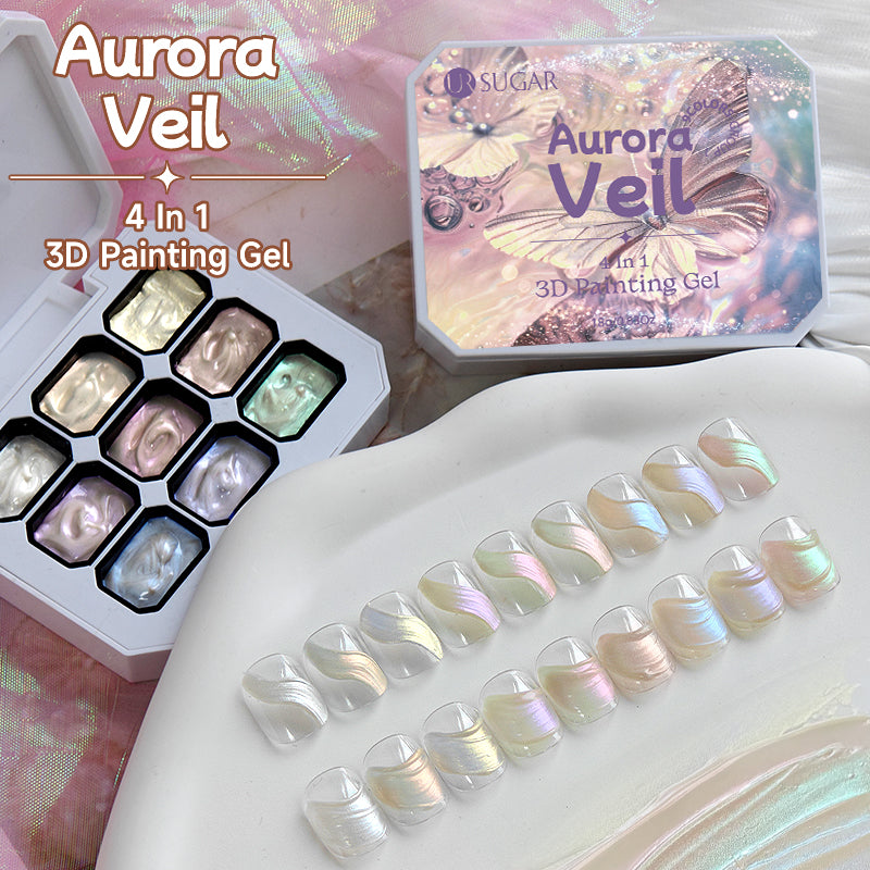 9 Colors 4 In 1 3D Pat Painting Gel Aurora Veil