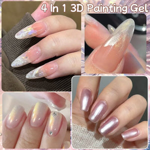9 Colors 4 In 1 3D Pat Painting Gel Aurora Veil Gel Nail Polish UR SUGAR