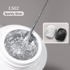 Flash Spider Nail Gel 5ml Gel Nail Polish BORN PRETTY LS02 Sparkly Silver