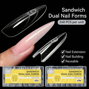 240pcs 15 Sizes Sandwich Dual Nail Forms Nail Tips BORN PRETTY