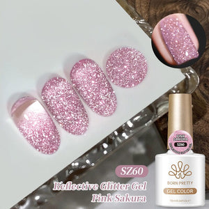 Reflective Glitter Gel SZ60 Pink Sakura 10ml Gel Nail Polish BORN PRETTY