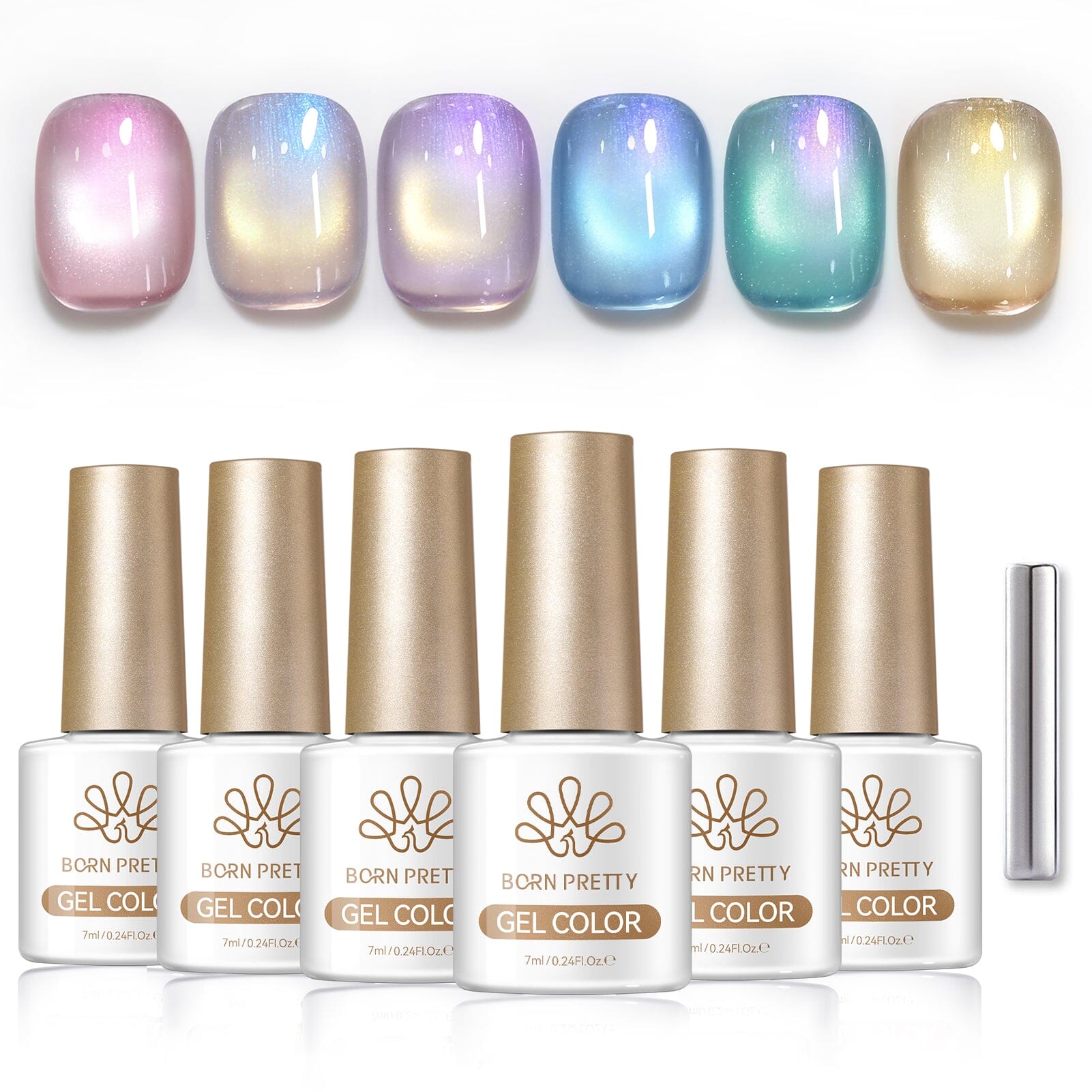 6 Colors Aurora Cat Magnetic Gel M70 Prismatic Siren 7ml Gel Nail Polish BORN PRETTY