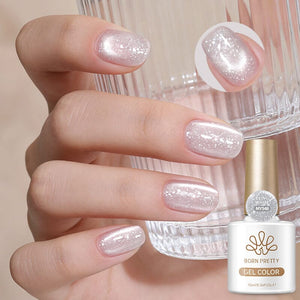 Snow Velvet Cat Magnetic Gel 10ml Gel Nail Polish BORN PRETTY MY548 Bling White