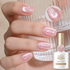 Snow Velvet Cat Magnetic Gel 10ml Gel Nail Polish BORN PRETTY MY549 Bling Pink