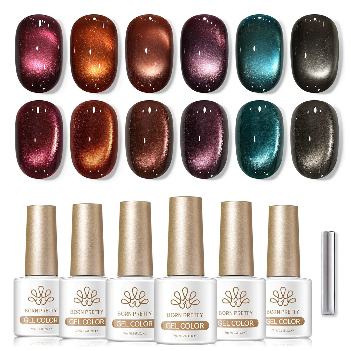 6 Colors Glass Cat Magnetic Gel M73 Amber Glow 7ml Gel Nail Polish BORN PRETTY