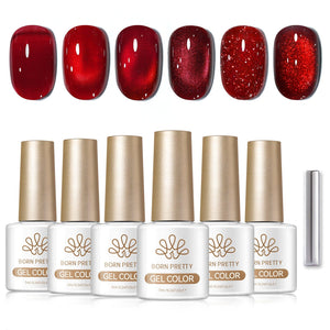 6 Colors Gel Set S62 Red Manifesto 7ml Gel Nail Polish BORN PRETTY