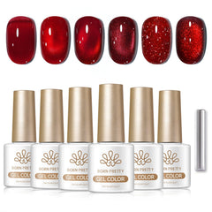 6 Colors Gel Set S62 Red Manifesto 7ml Gel Nail Polish BORN PRETTY