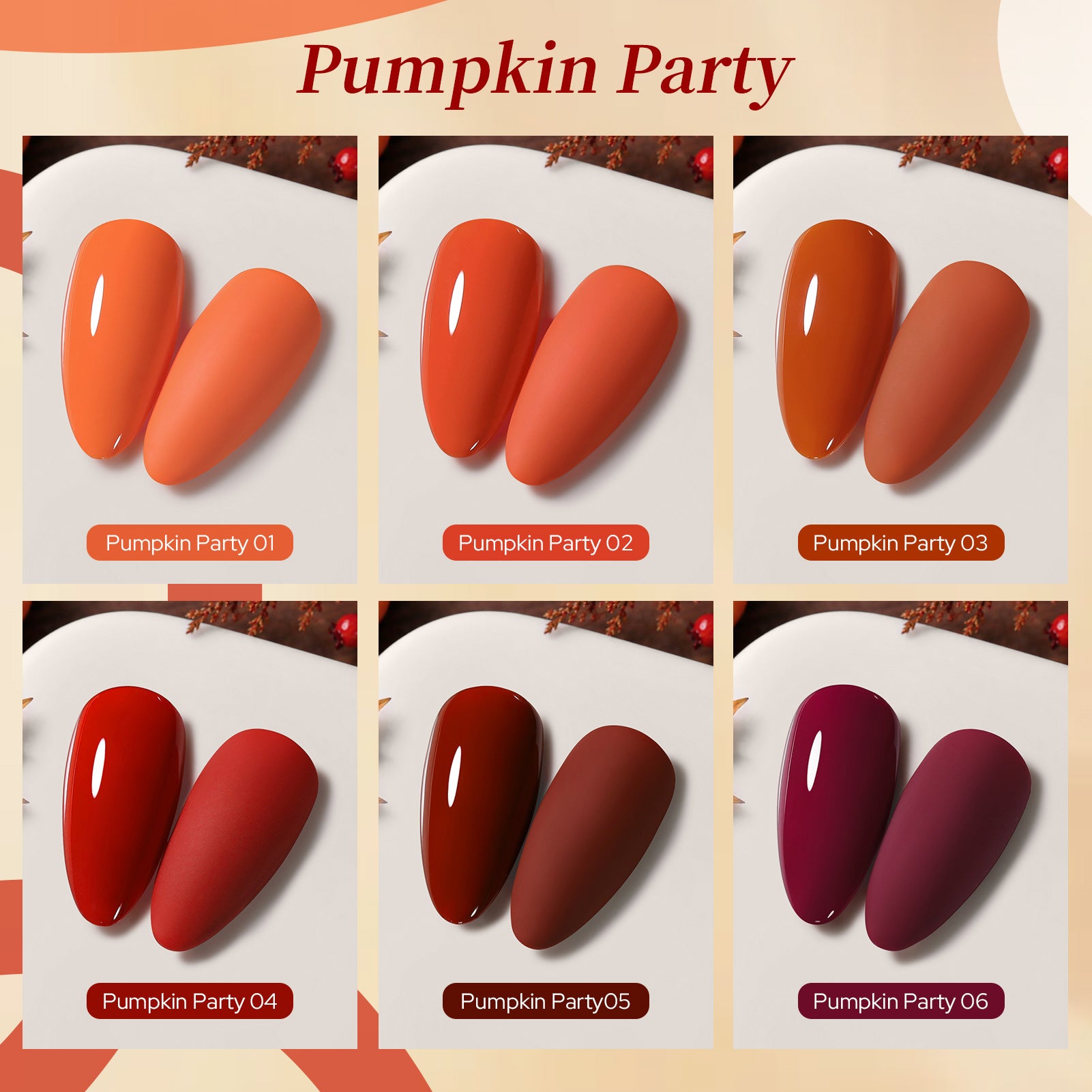 6 Colors Gel Set S64 Pumpkin Party 7ml