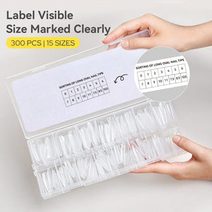 300pcs Long Oval Nail Tips Nail Tips BORN PRETTY