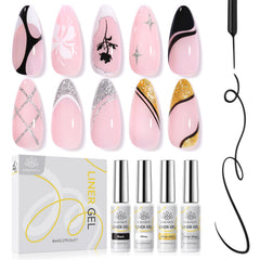 4 Colors Liner Gel Set Black White Gold Silver 8ml