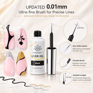 4 Colors Liner Gel Set Black White Gold Silver 8ml Gel Nail Polish BORN PRETTY