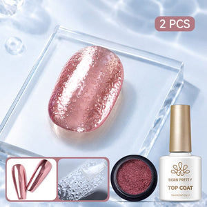 Water Ripple Top Coat Set Base & Top Coat BORN PRETTY Water Ripple Top Coat & Nail Powder #09
