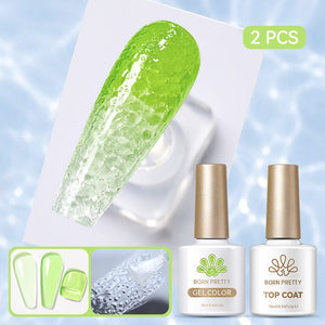 Water Ripple Top Coat Set Base & Top Coat BORN PRETTY Water Ripple Top Coat & Jelly Gel JN25