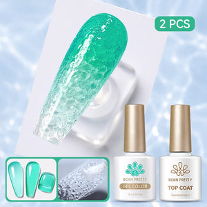 Water Ripple Top Coat Set Base & Top Coat BORN PRETTY Water Ripple Top Coat & Jelly Gel JN41