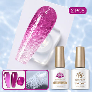 Water Ripple Top Coat Set Base & Top Coat BORN PRETTY Water Ripple Top Coat & Jelly Gel JN47