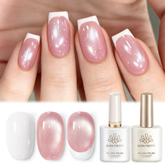 2pcs Set French Cat Magnetic Nails Kit #10 Gel Nail Polish BORN PRETTY