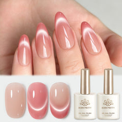 2pcs Set French Cat Magnetic Nails Kit #12 Gel Nail Polish BORN PRETTY