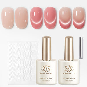 2pcs Set French Cat Magnetic Nails Kit #12 Gel Nail Polish BORN PRETTY
