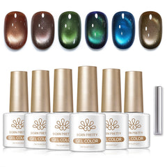 6 Colors Glass Cat Magnetic Gel M88 Tawny Moonlight 7ml Gel Nail Polish BORN PRETTY