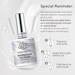 Chrome Silvery Watercolor Nail Polish 15ml Nail Polish BORN PRETTY
