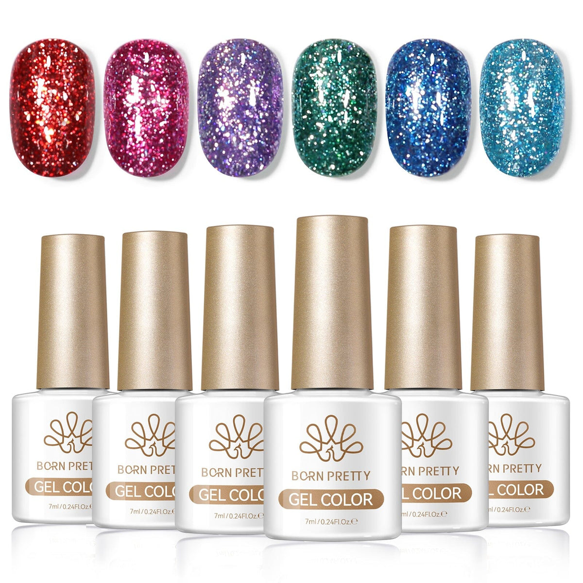 6 Colors Reflective Gel T24 Kaleido Dream 7ml Gel Nail Polish BORN PRETTY