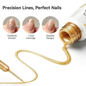 2 Bottles Gold & Platinum Silver Liner Gel 8ml Gel Nail Polish BORN PRETTY